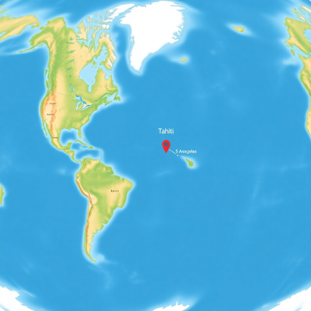 tahiti sur une carte du monde