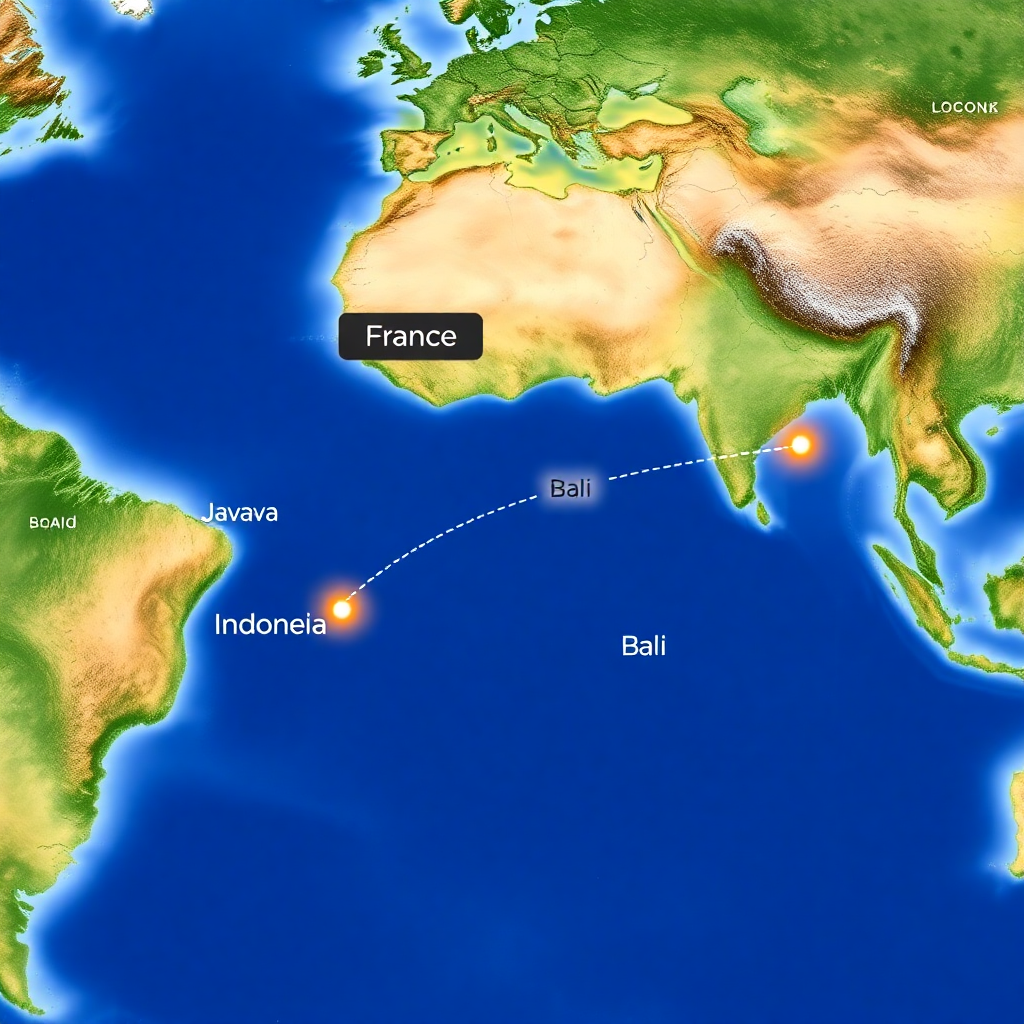 ou se trouve bali par rapport à la france